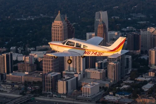 Sunset Atlanta flight in the Piper Cherokee