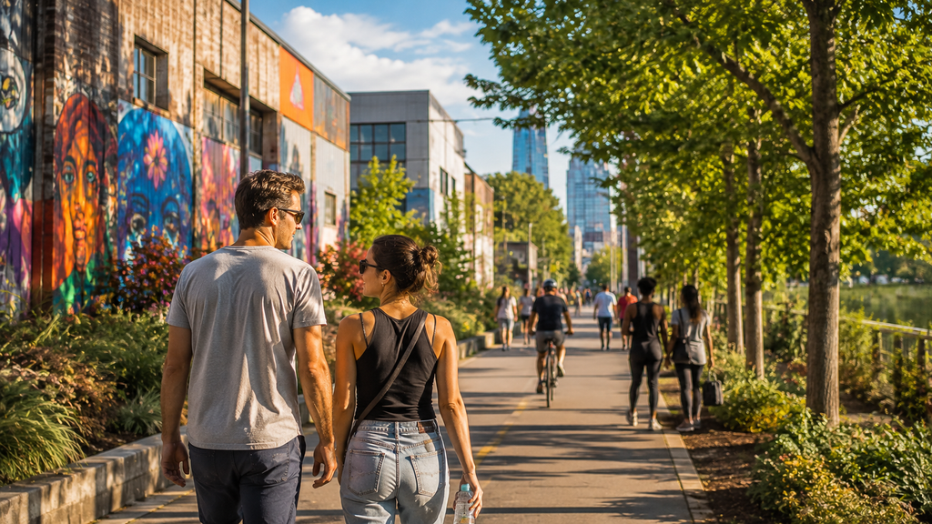 Couple walking the Atlanta BeltLine Eastside Trail